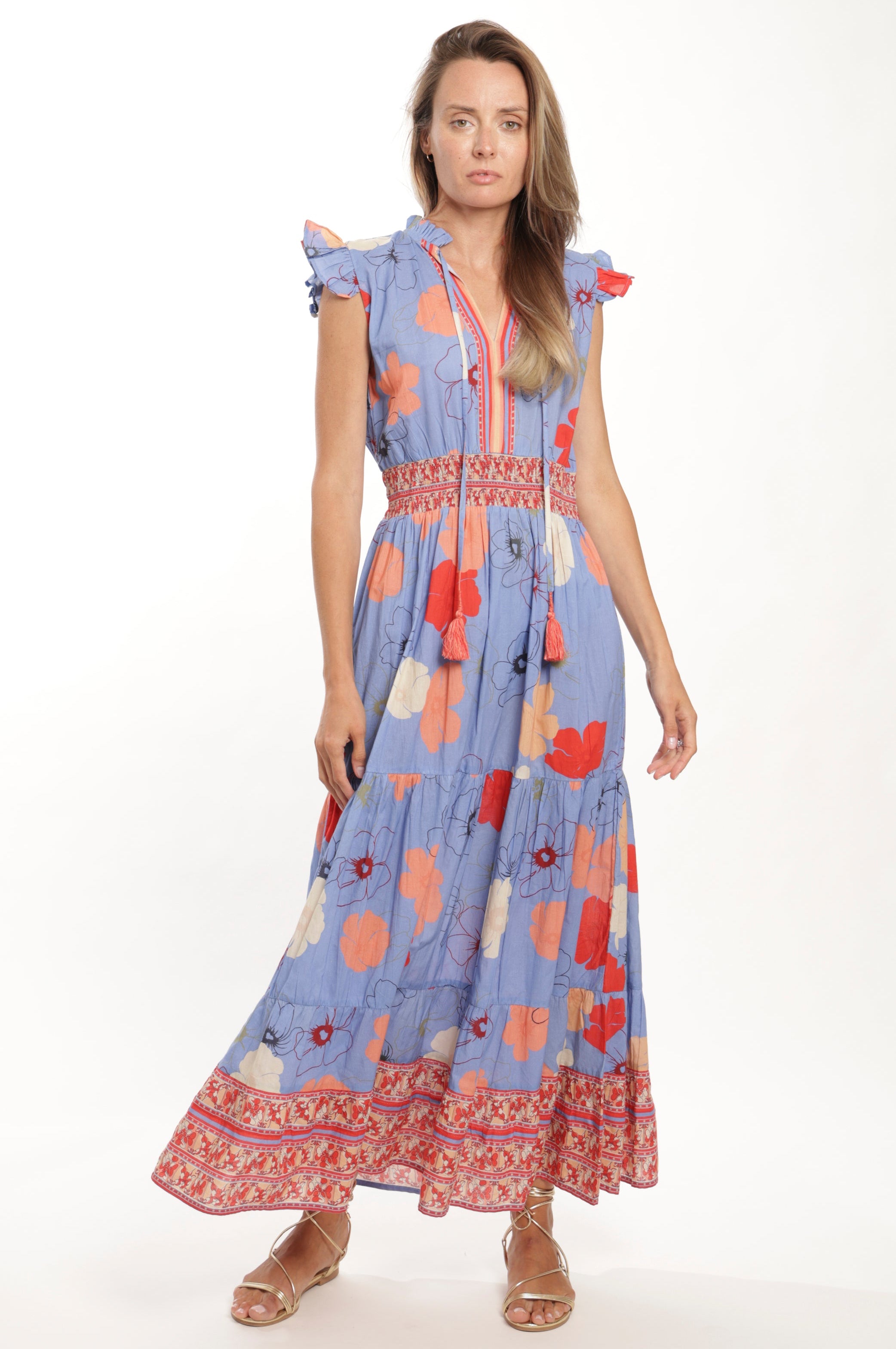 Anais Maxi Dress Blue Toile – Cotton Floral Maxi Dress