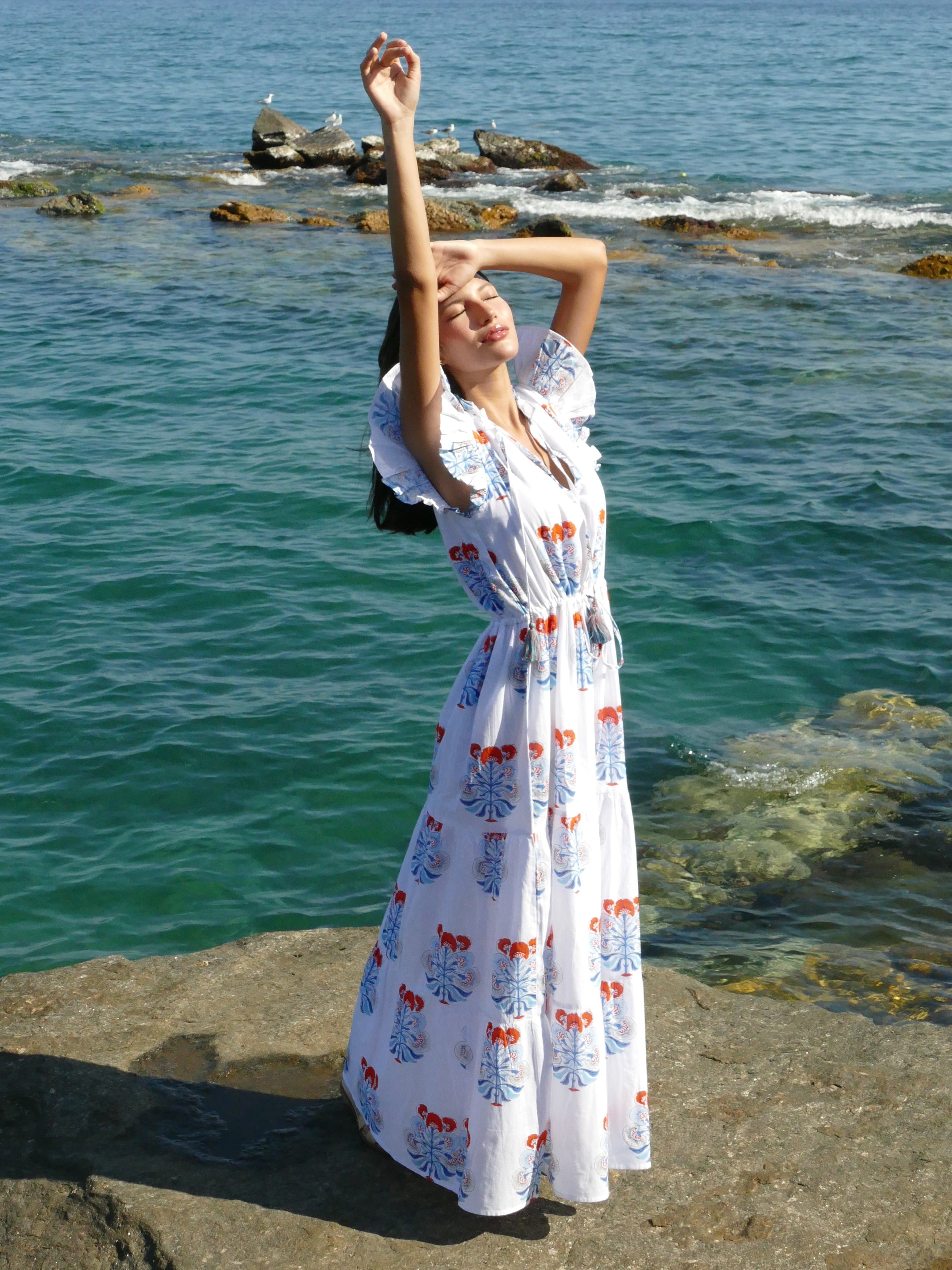 Andrea Dress | Blue Orange | Summer 25 | Bindu Clothing XS / Blue/Orange