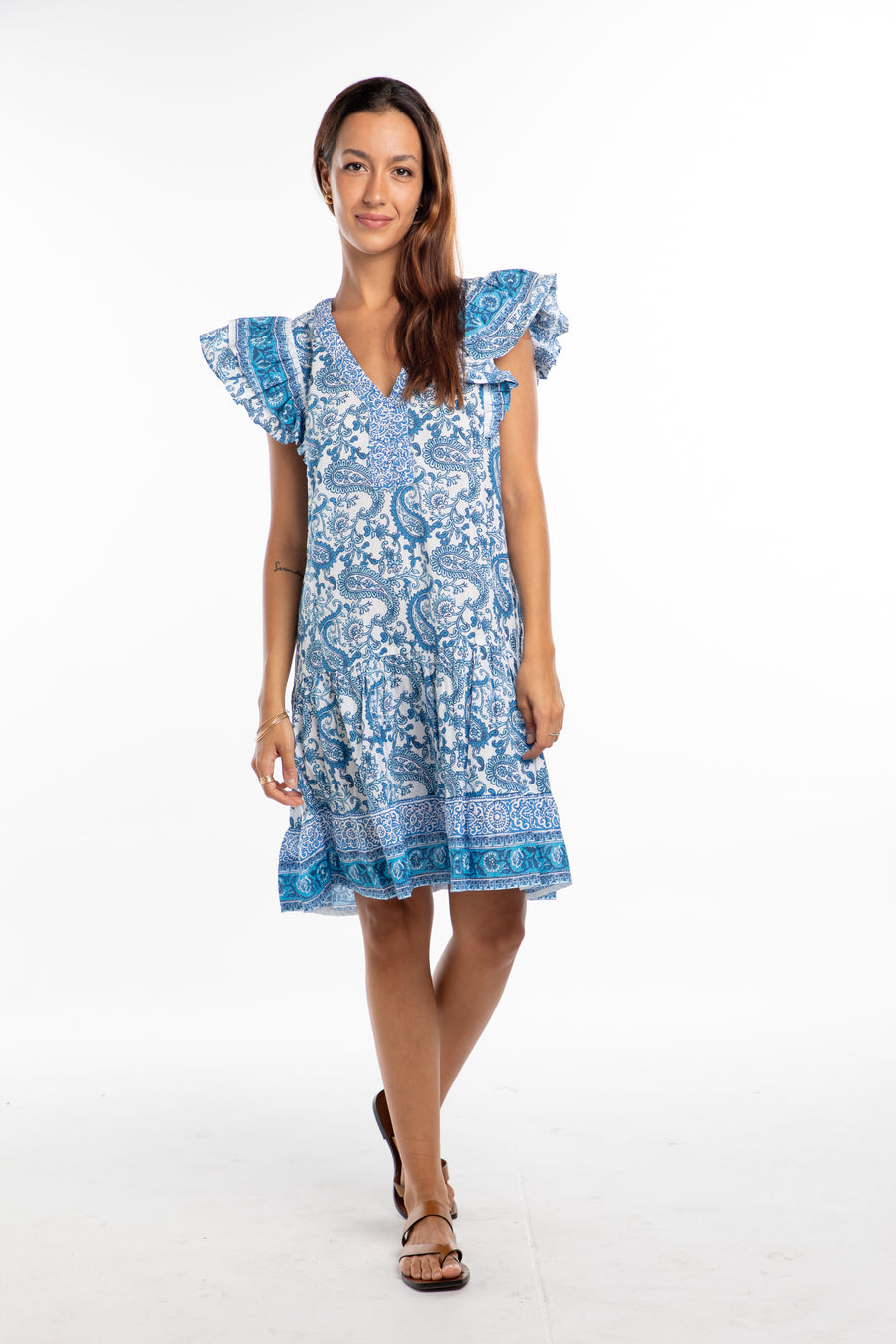 Kaila Dress. Blue Paisley