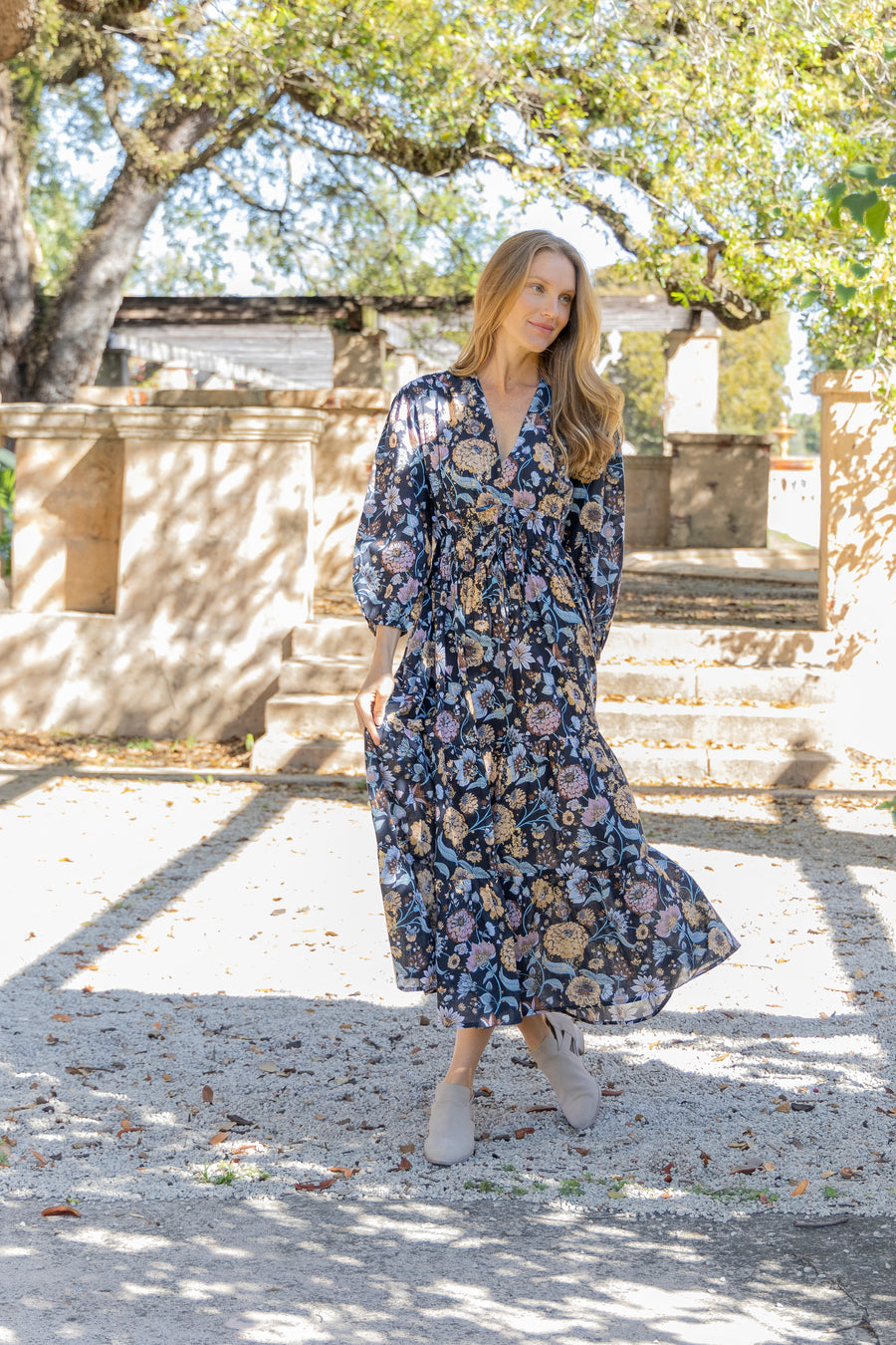 Sonia Dress. Navy Gardenia