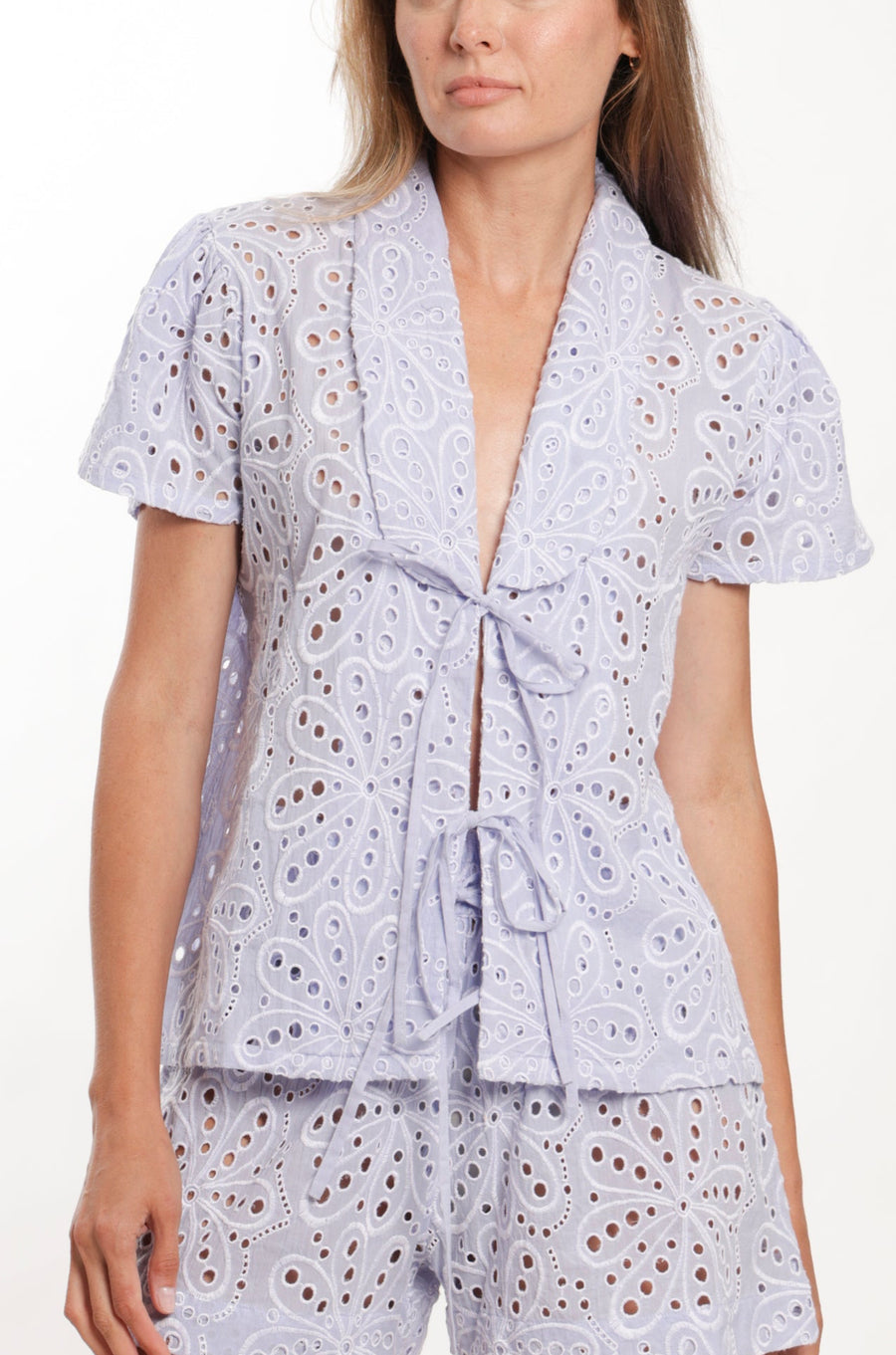 Gala Top - Blue Eyelet