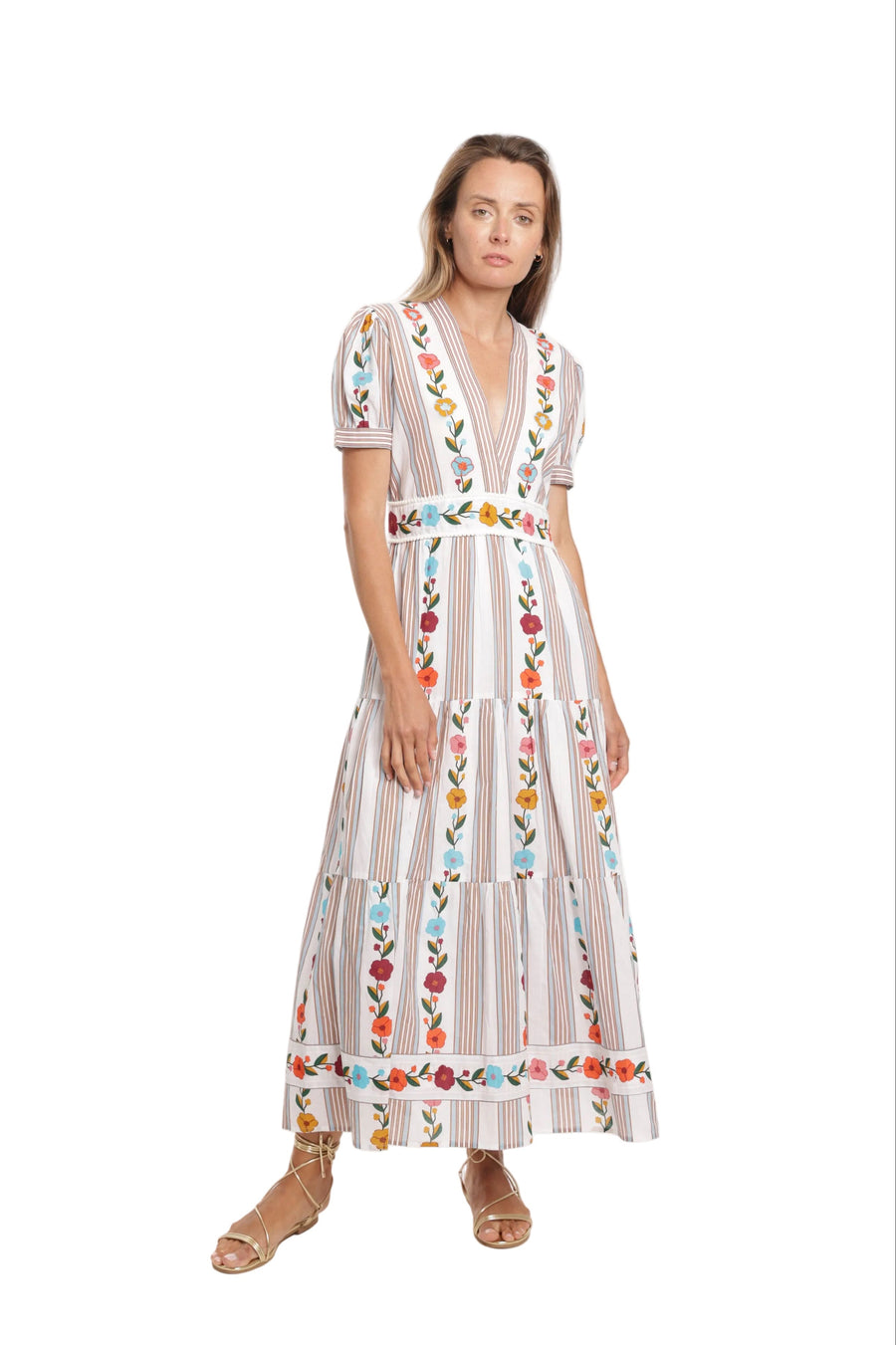 Joy Dress Multi Embroidery – Cotton Embroidered Maxi Dress