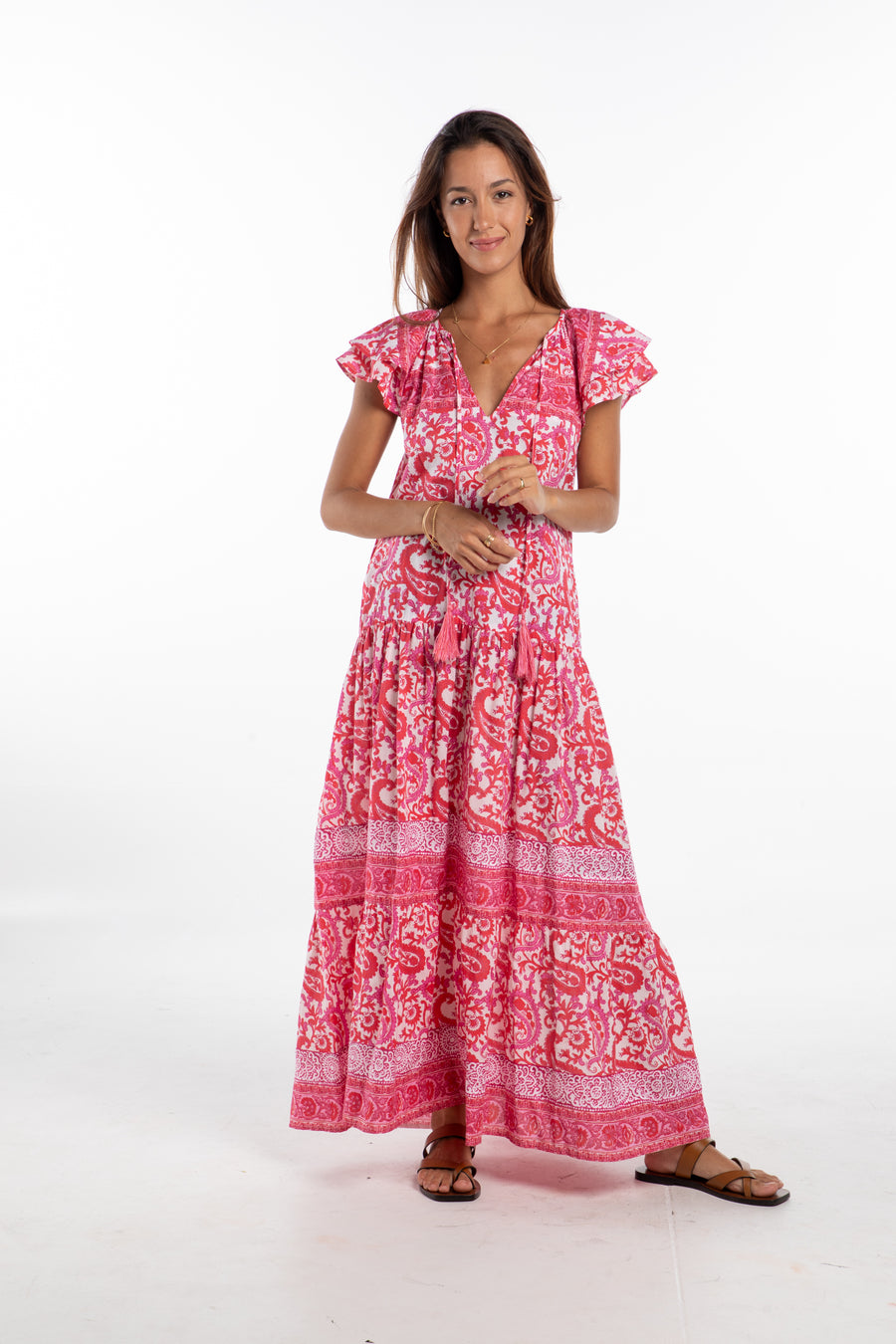 Anabella Dress. Pink Paisley