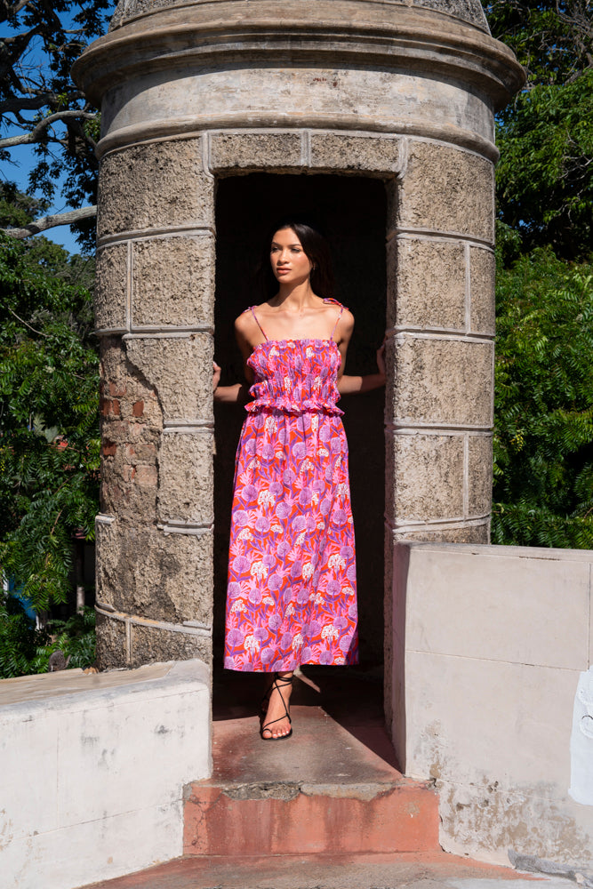 Eleni Dress. Coral Bloom