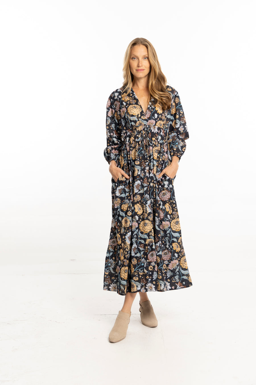 Sonia Dress. Navy Gardenia