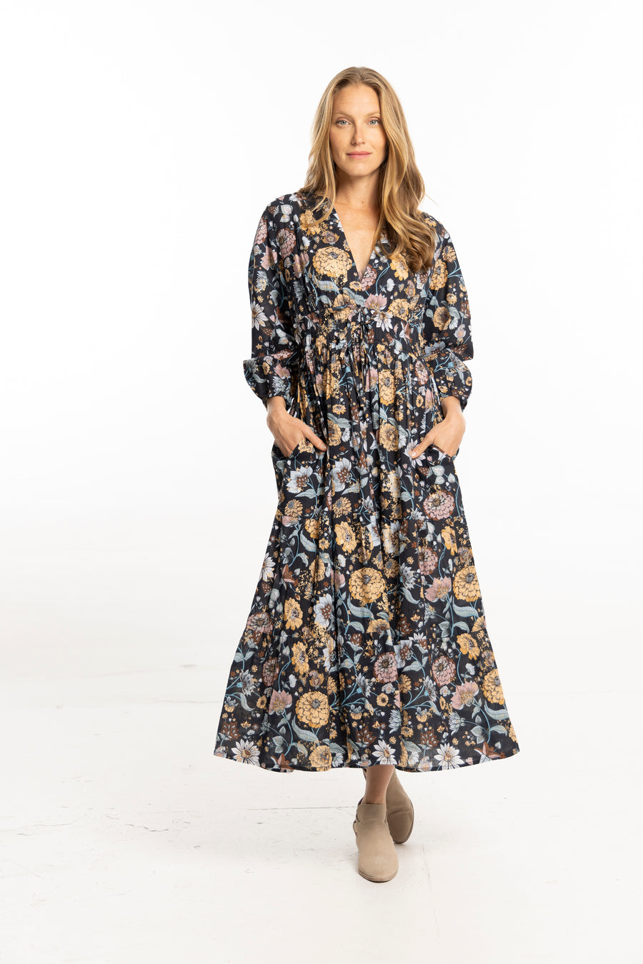 Sonia Dress. Navy Gardenia