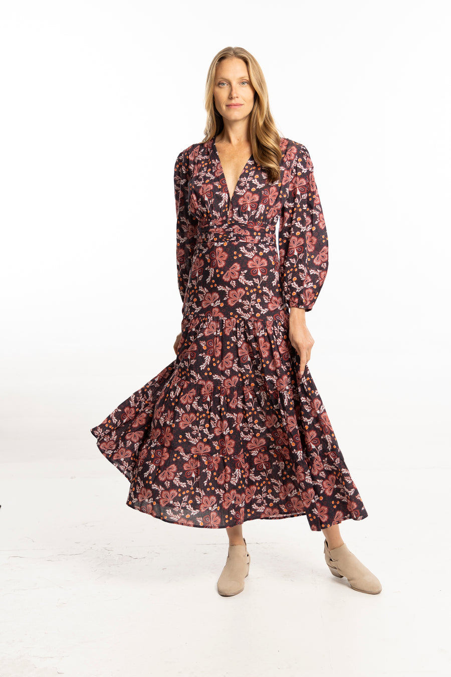 Olivia Dress. Black Floral