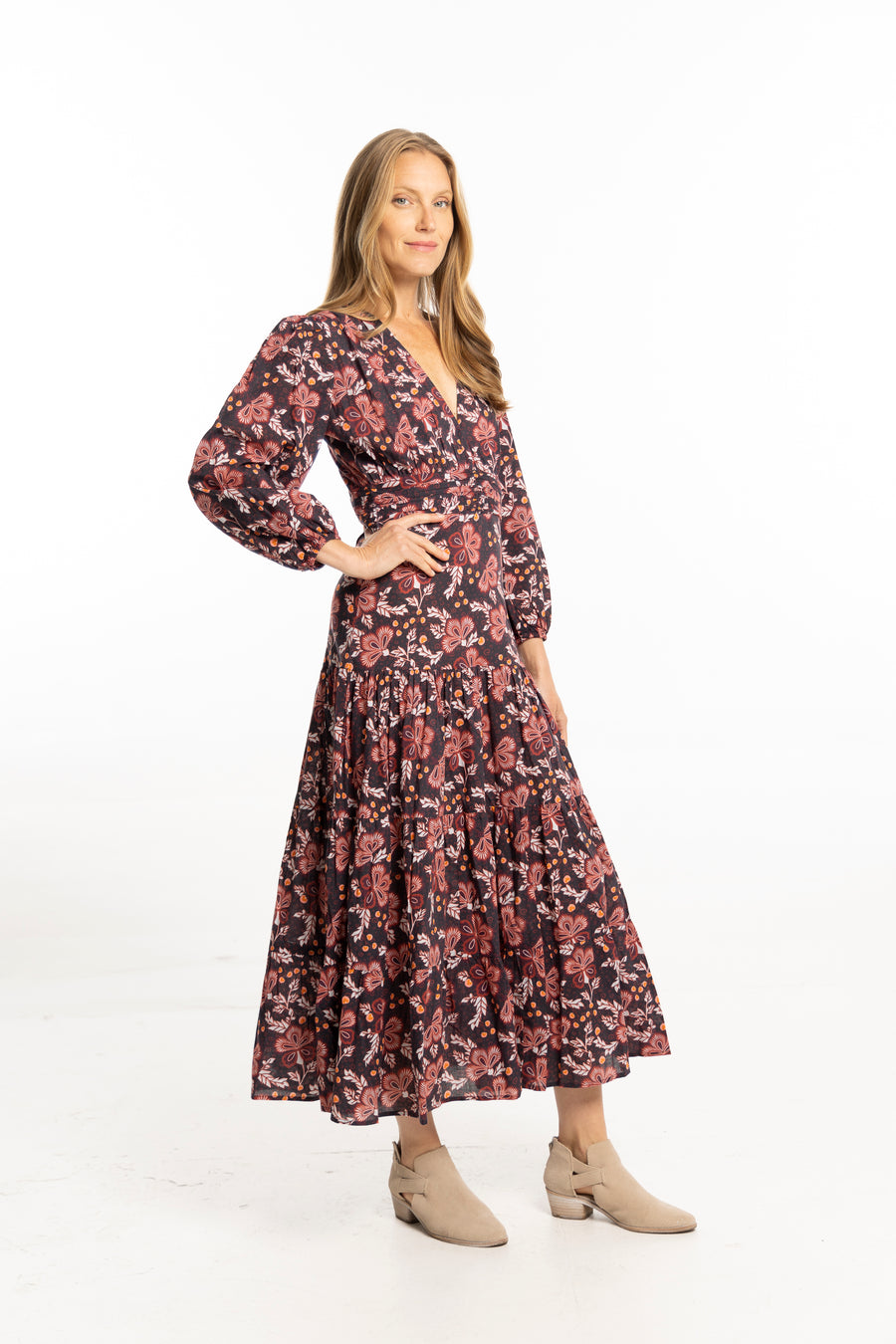 Olivia Dress. Black Floral