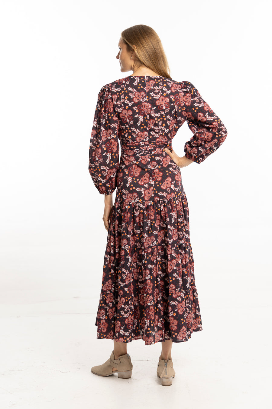 Olivia Dress. Black Floral