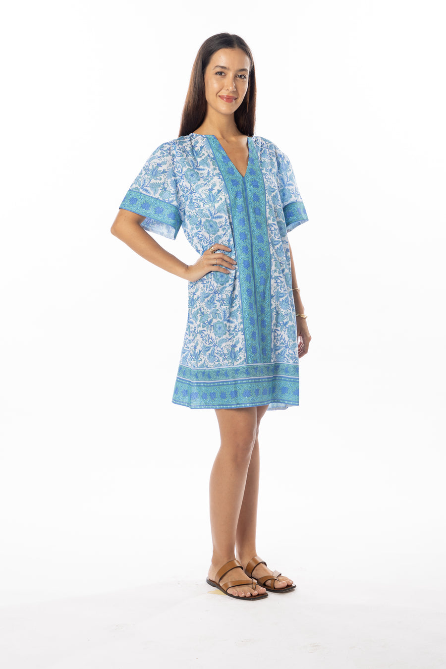 Nola Dress. Blue Garden