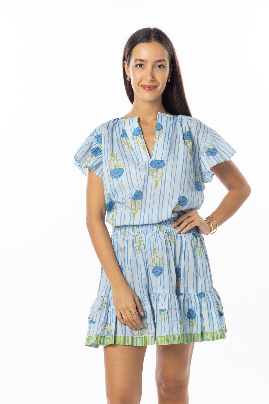 Marion Top. Blue Marigold.