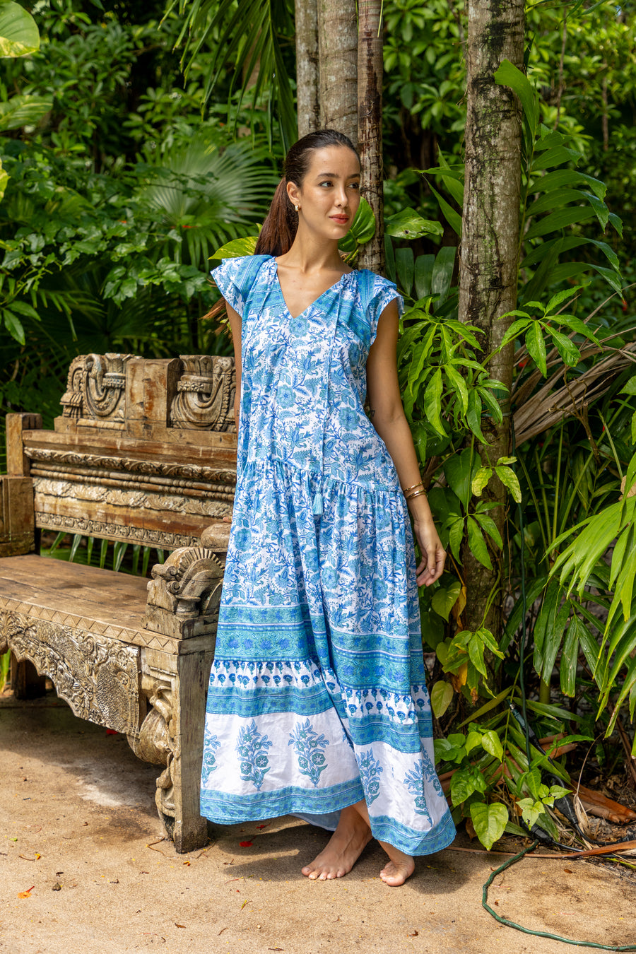 Anabella Dress | Blue Garden | Spring | Maxi Dress