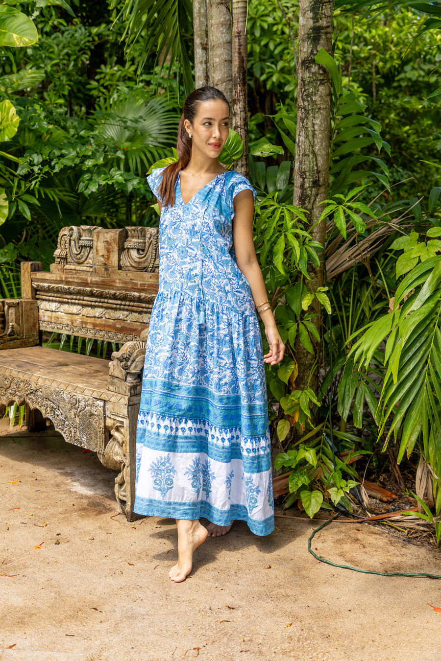 Anabella Dress | Blue Garden | Spring | Maxi Dress | Bindu Clothing