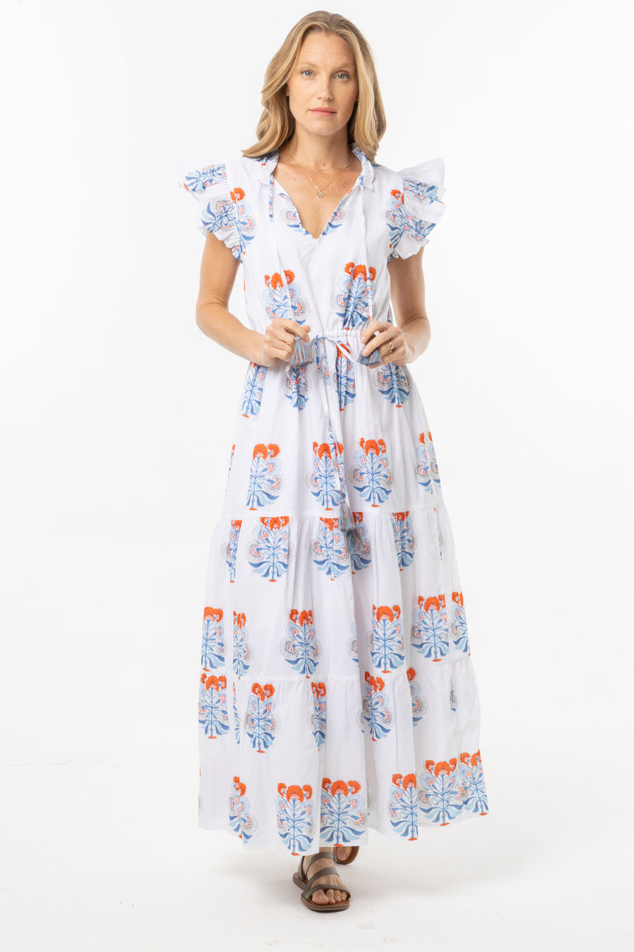 Andrea Dress | Blue Orange | Summer Collection | Bindu Clothing 