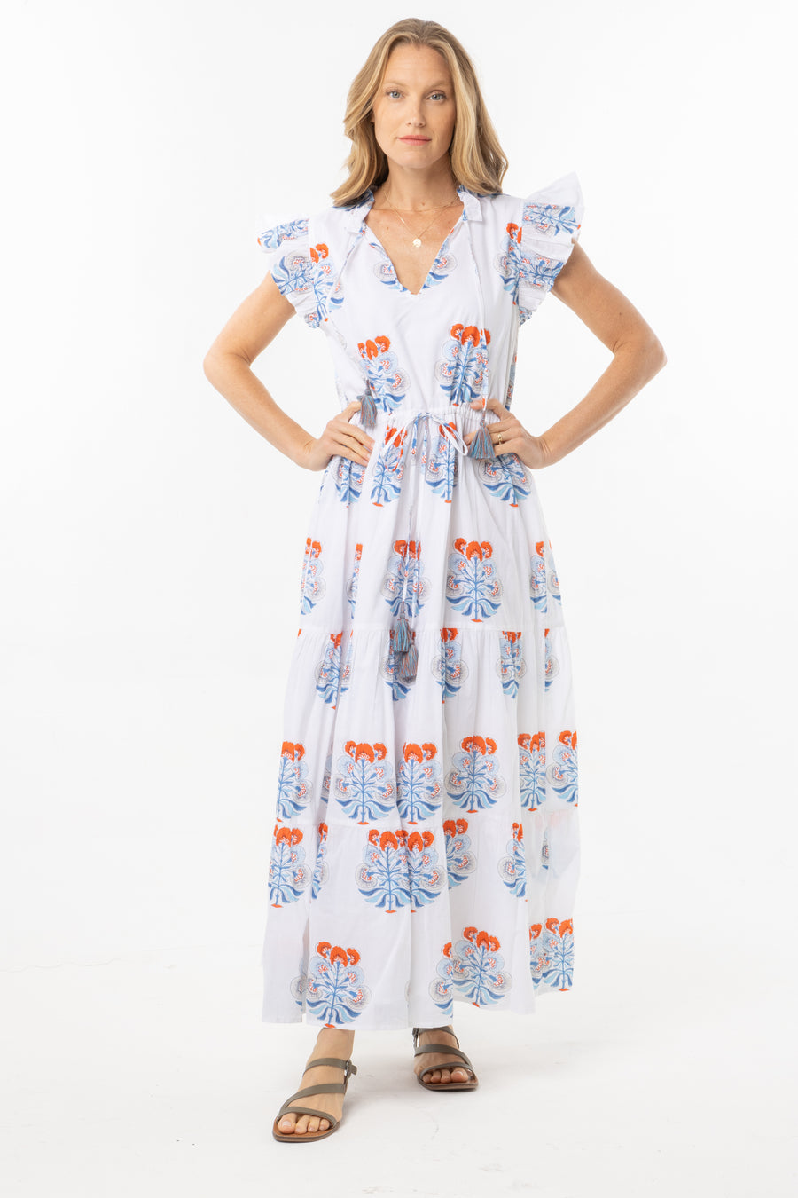Andrea Dress | Blue Orange | Summer Collection | Bindu Clothing | Maxi Dress