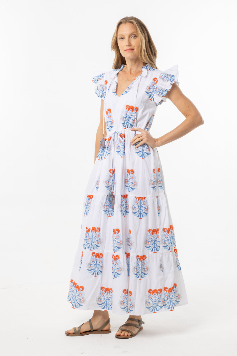Andrea Dress | Blue Orange | Summer Collection | Bindu Clothing | Maxi Dress