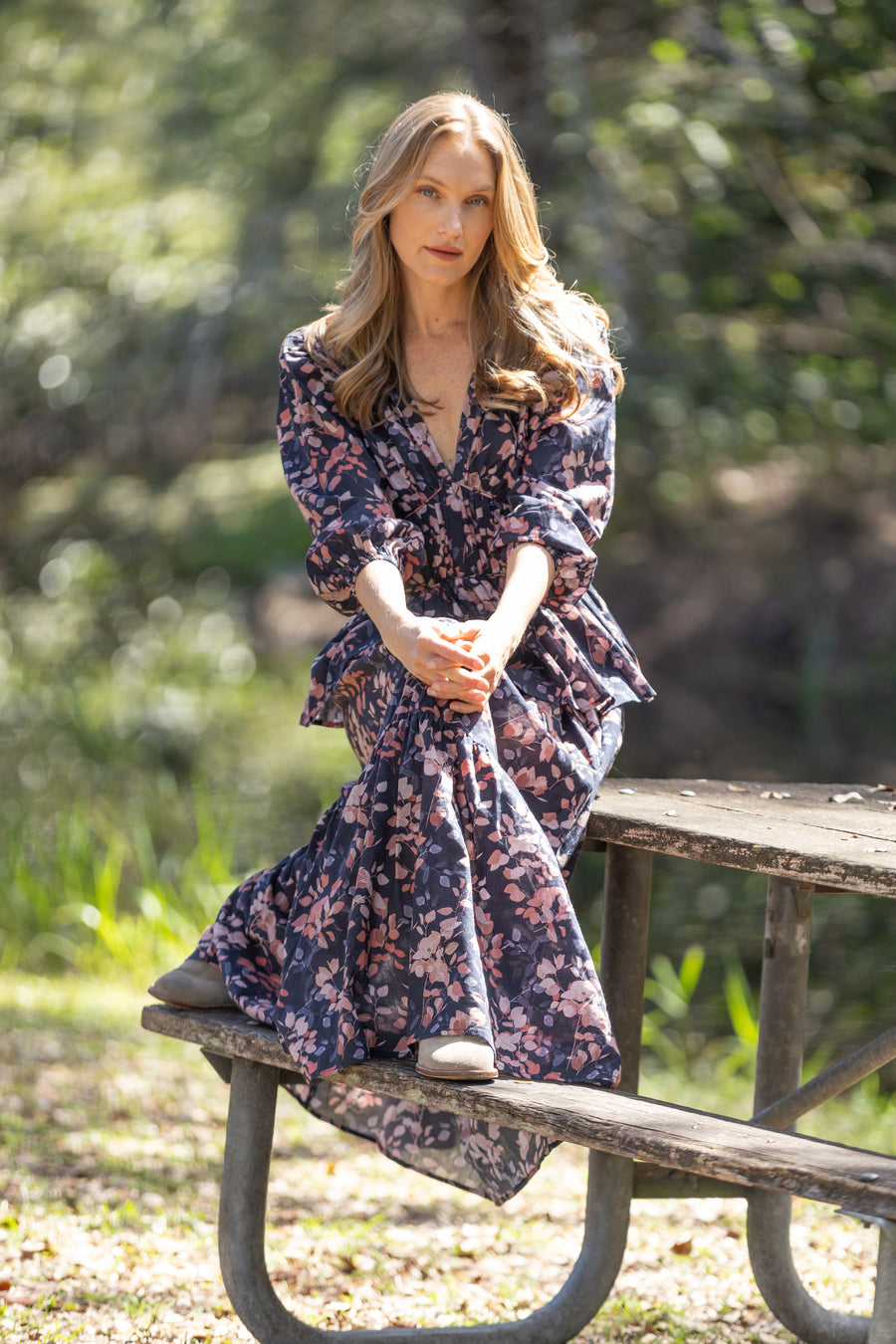 Bindu Willow Skirt Night Shades – cotton maxi skirt with floral prints and elastic waistband