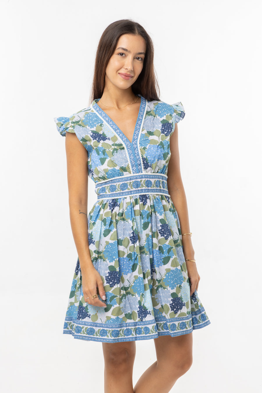 Celine Mini Dress | Hydrangeas | Summer Collection | Bindu Clothing