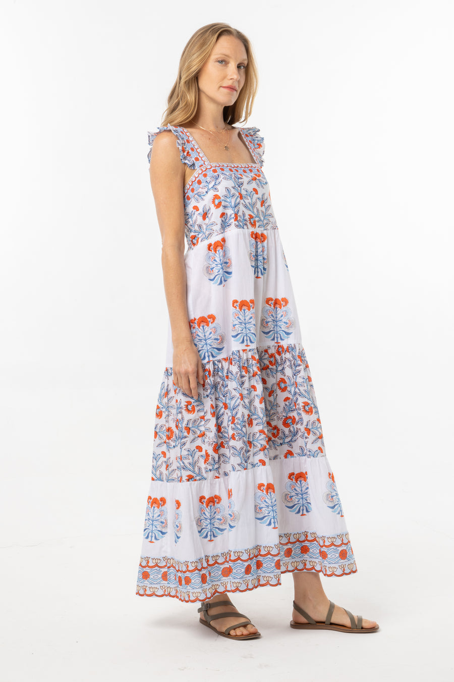 Magda Dress | Blue Orange | Beachwear | Summer Dress | Bindu Clothing