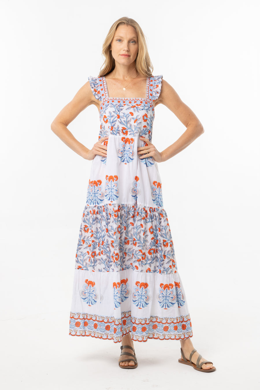  Magda Dress | Blue Orange | Beachwear | Summer Dress | Bindu Clothing