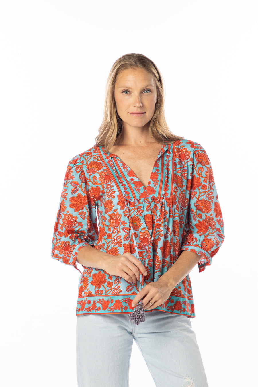 Carla Top | Ruby Blue Printt | Spring | Beachwear | Bindu Clothing