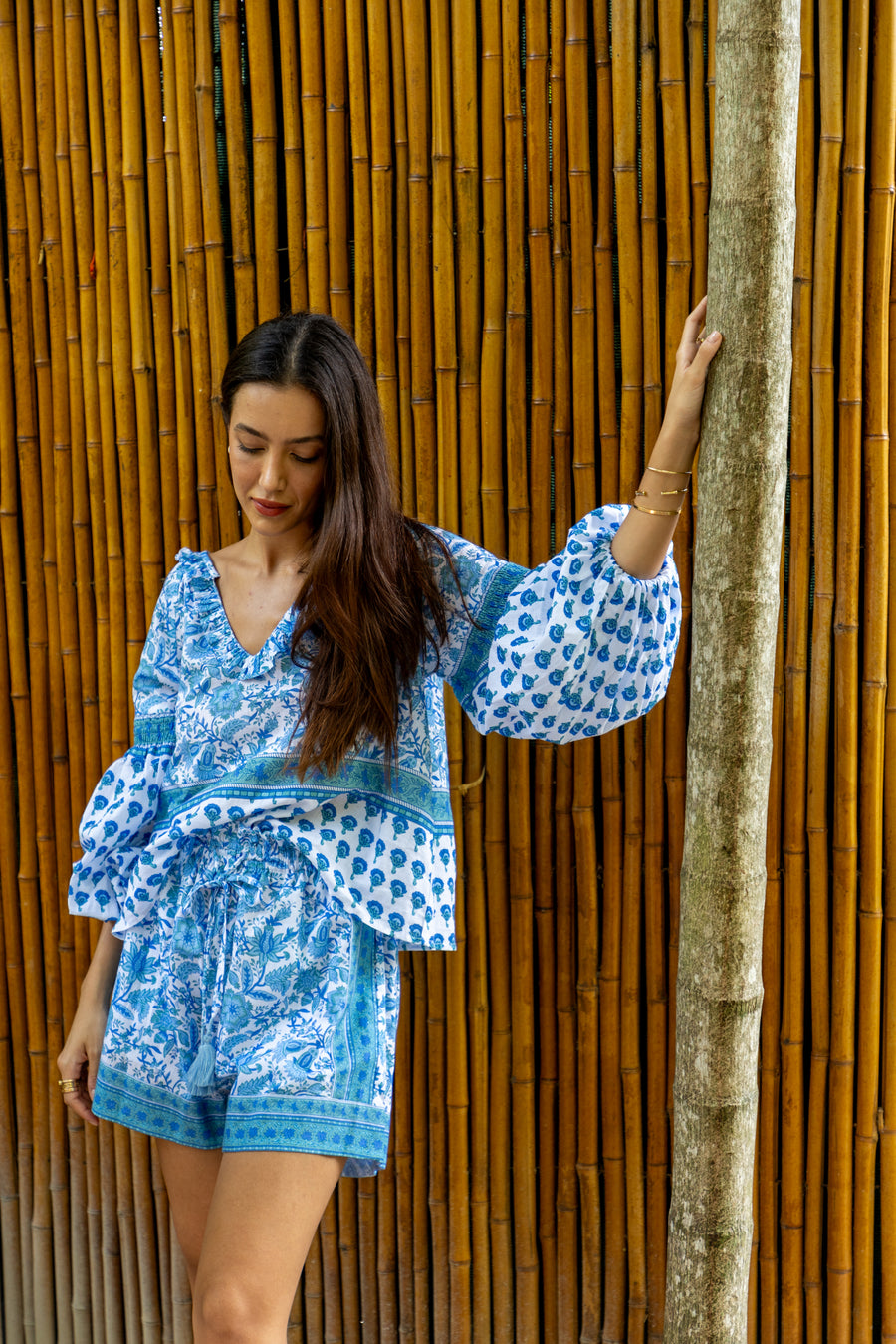 Carlie Shorts | Blue Garden | Resort Wear | Beachwear | Bindu Clothing