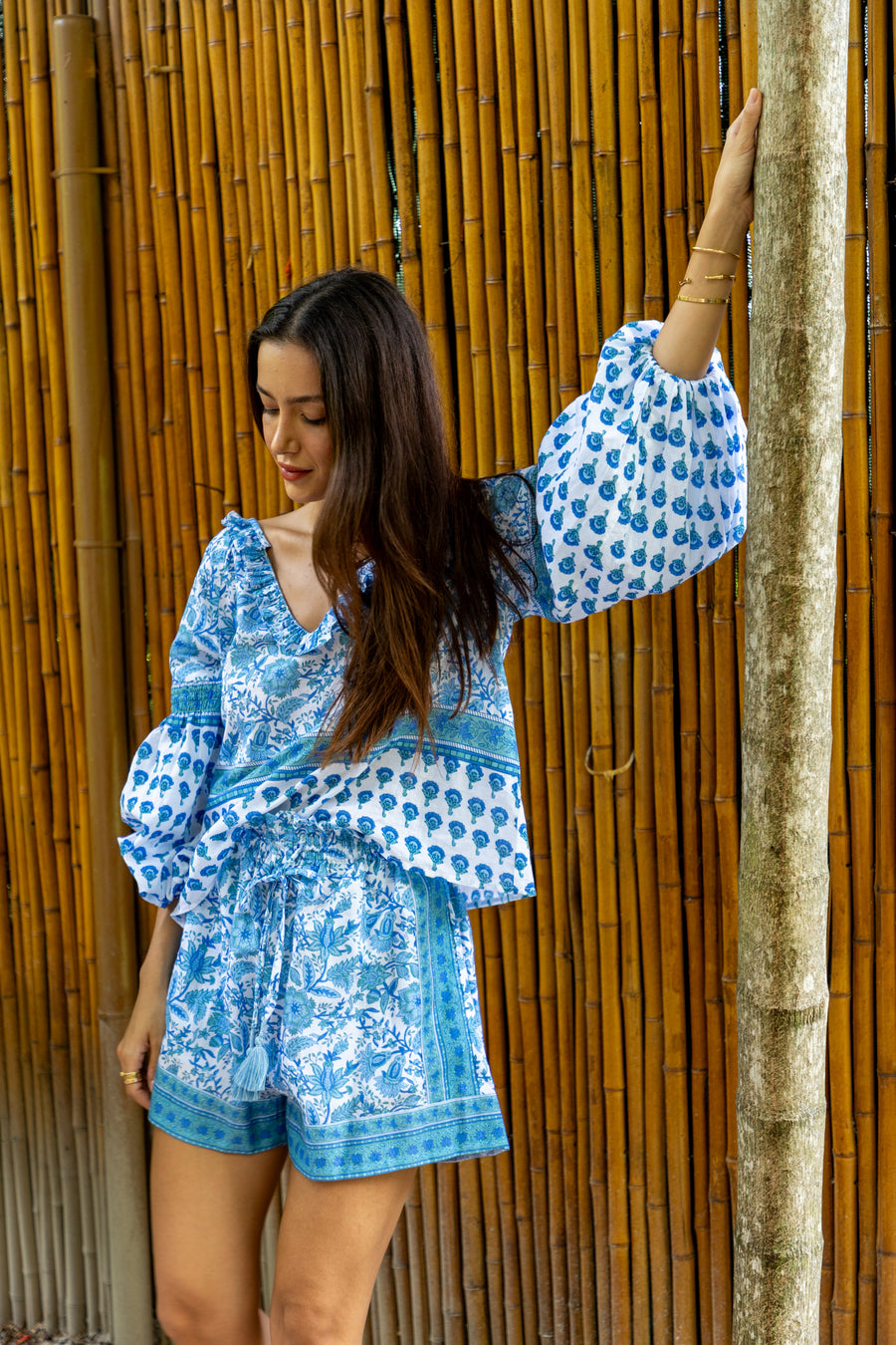 Carlie Shorts | Blue Garden | Resort Wear | Bindu Clothing