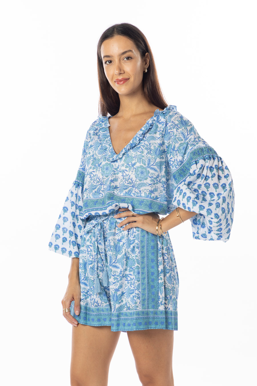 Carlie Shorts | Blue Garden | Resort Wear | Beachwear | Bindu Clothing