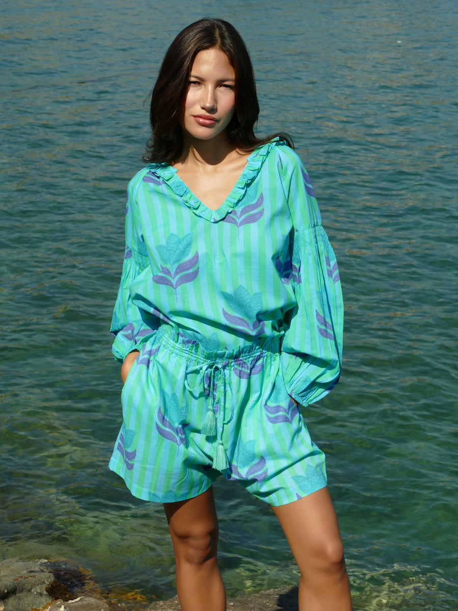Carlie Shorts | Turquoise Tulip | Summer | Beachwear | Bindu Clothing