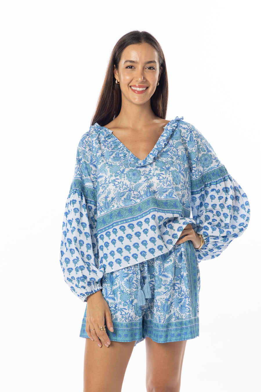 Carlie Top | Blue Garden | Spring 2025 | Bindu Clothing
