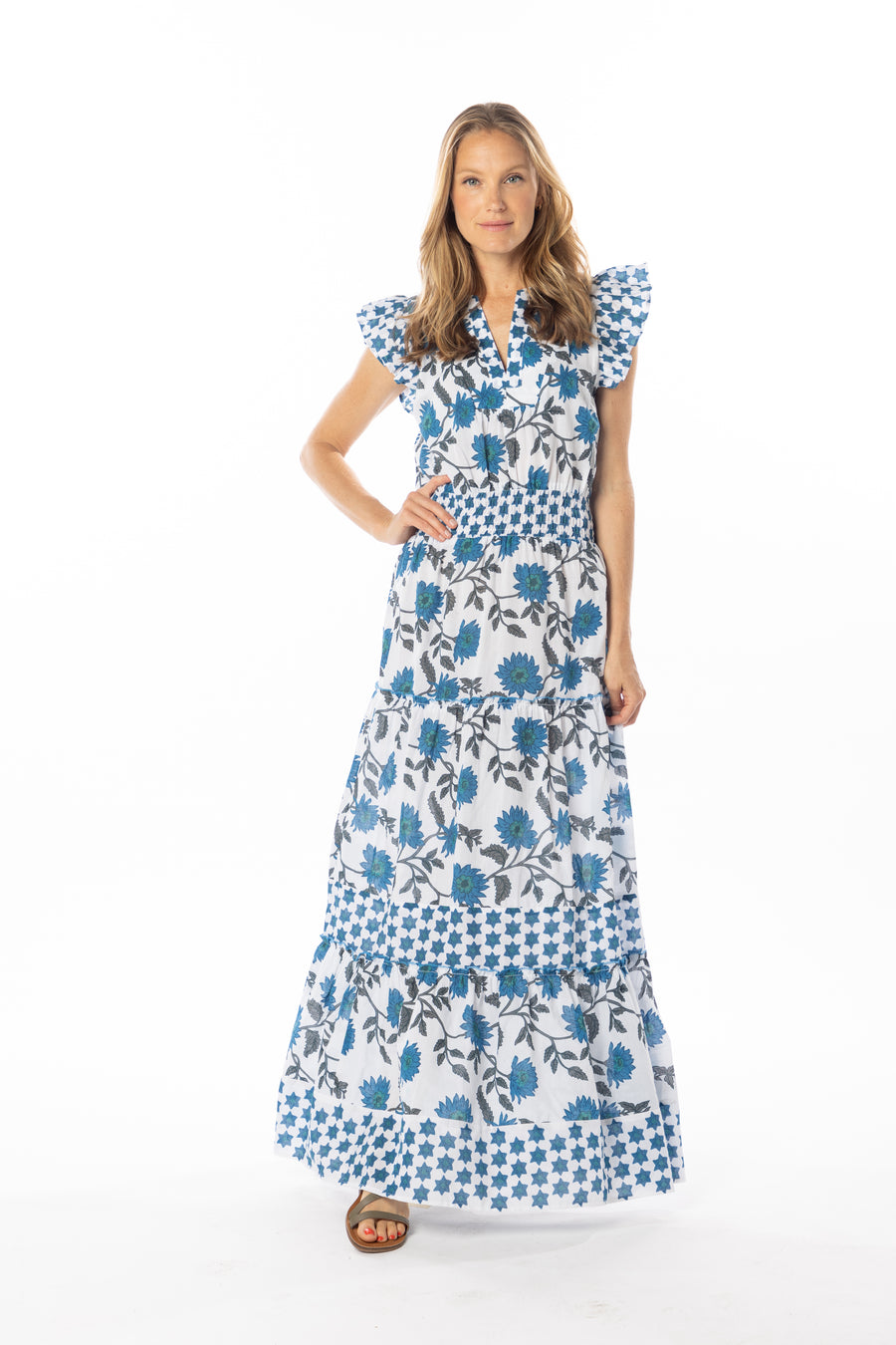 Caro Dress | Blue Gerbera | Maxi Dress | Spring 25 | Bindu Clothing 