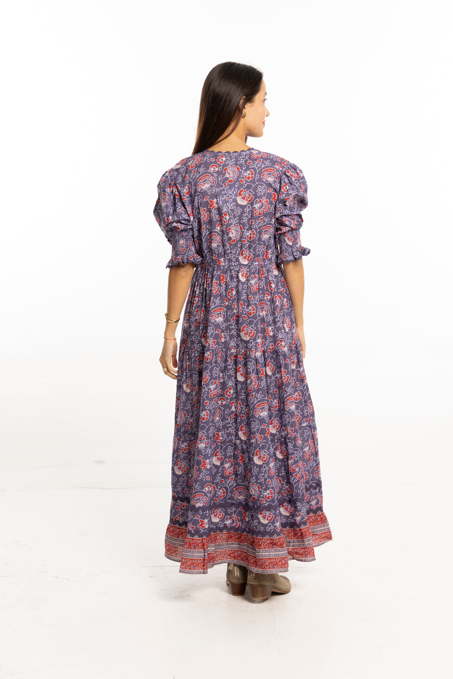 Detail view Dana Dress Blue Ribbon – border details, feminine silhouette, fall fashion