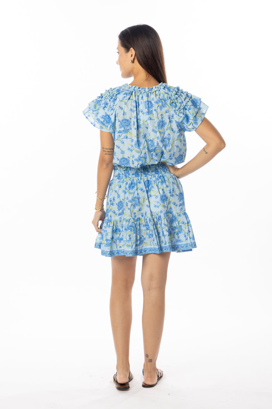 Claudia Skirt | Provence Blue | Floral Print | Beach Wear | Bindu Clothing