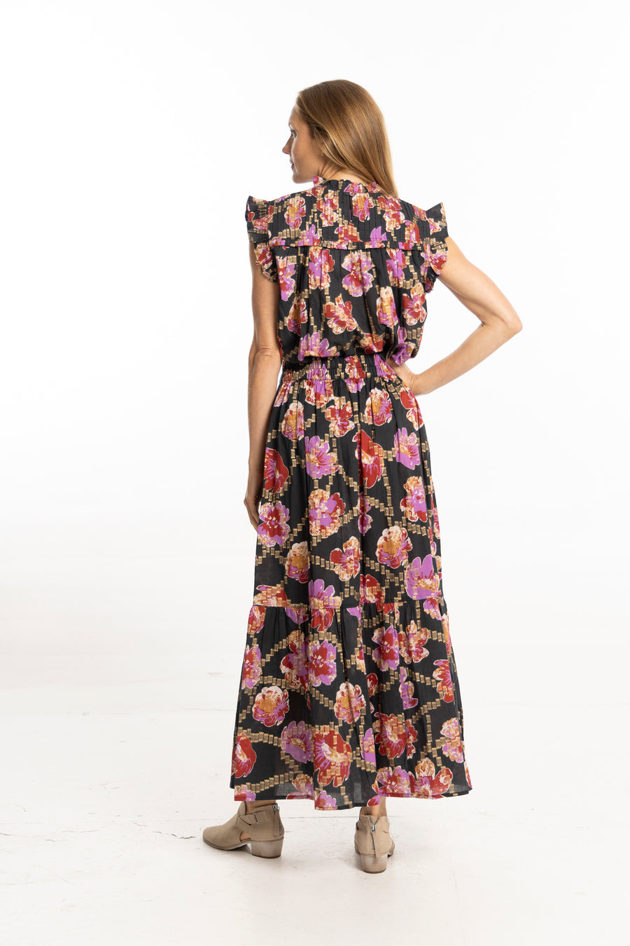 arina Top Metallic by Bindu – cotton autumn blouse with metallic accents and pleated details