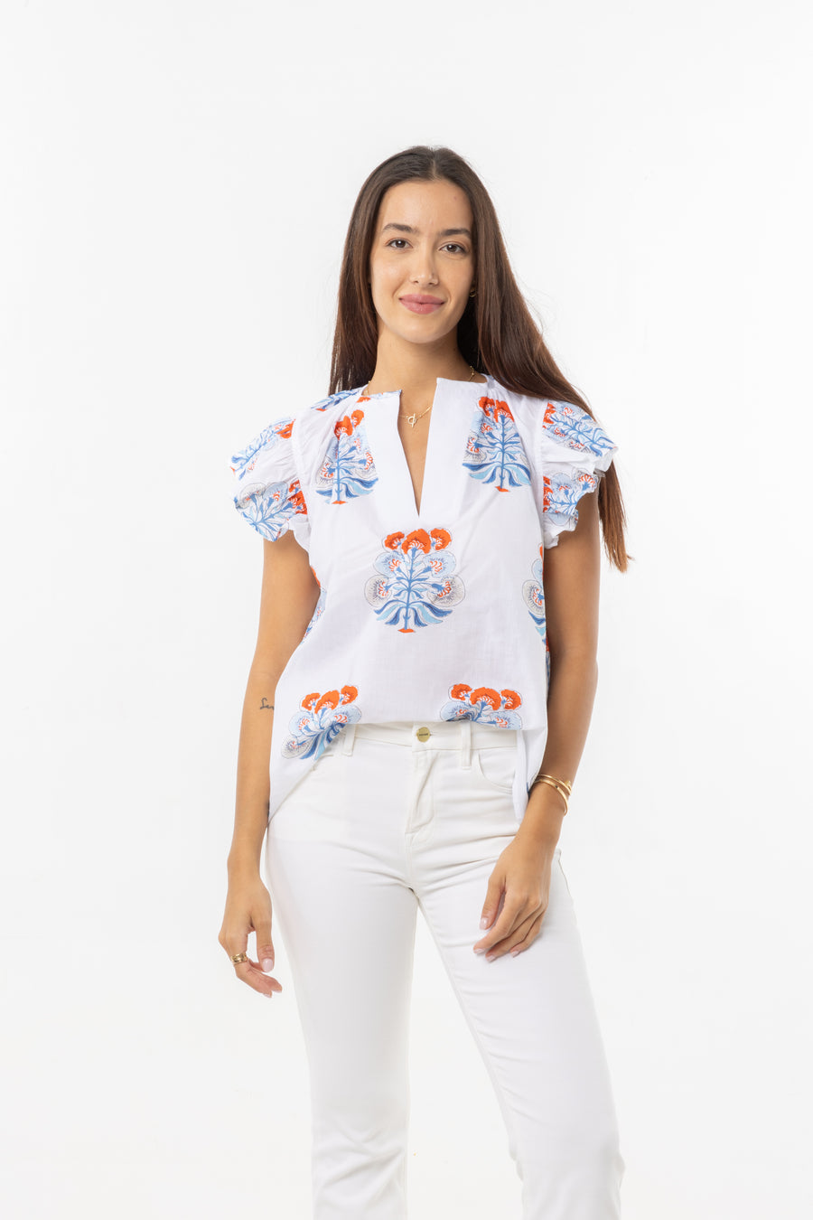 Marion Top | Blue Orange | Spring | Summer Collection | Bindu Clothing