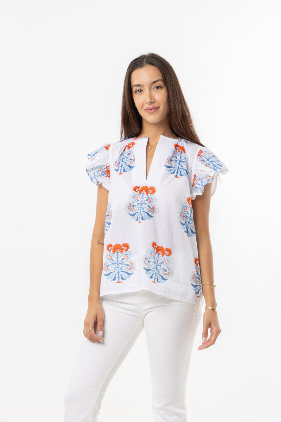 Marion Top | Blue Orange | Spring | Summer Collection | Bindu Clothing