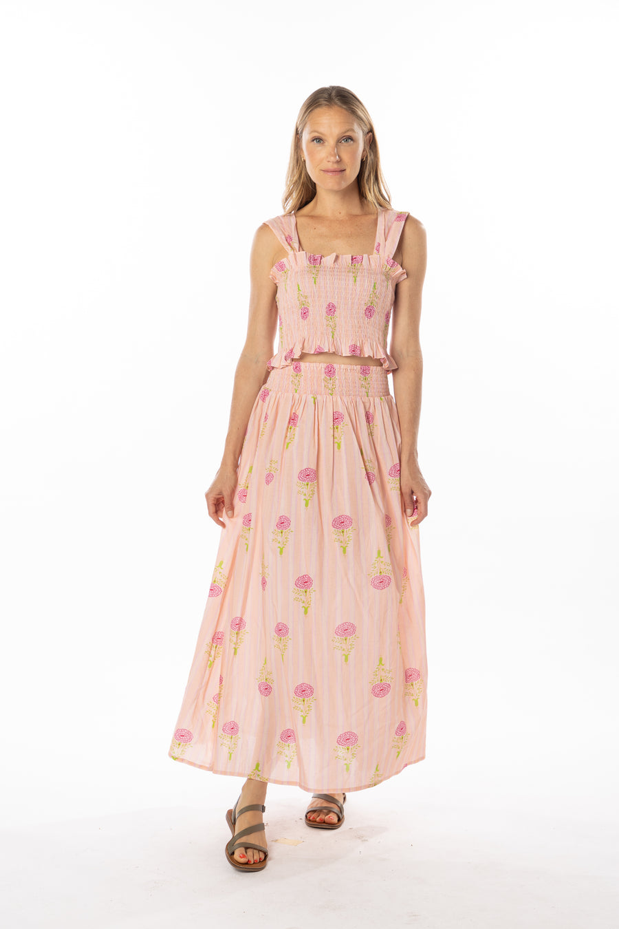 Parker Top | Peach Marigold | Spring | Floral Print | Bindu Clothing