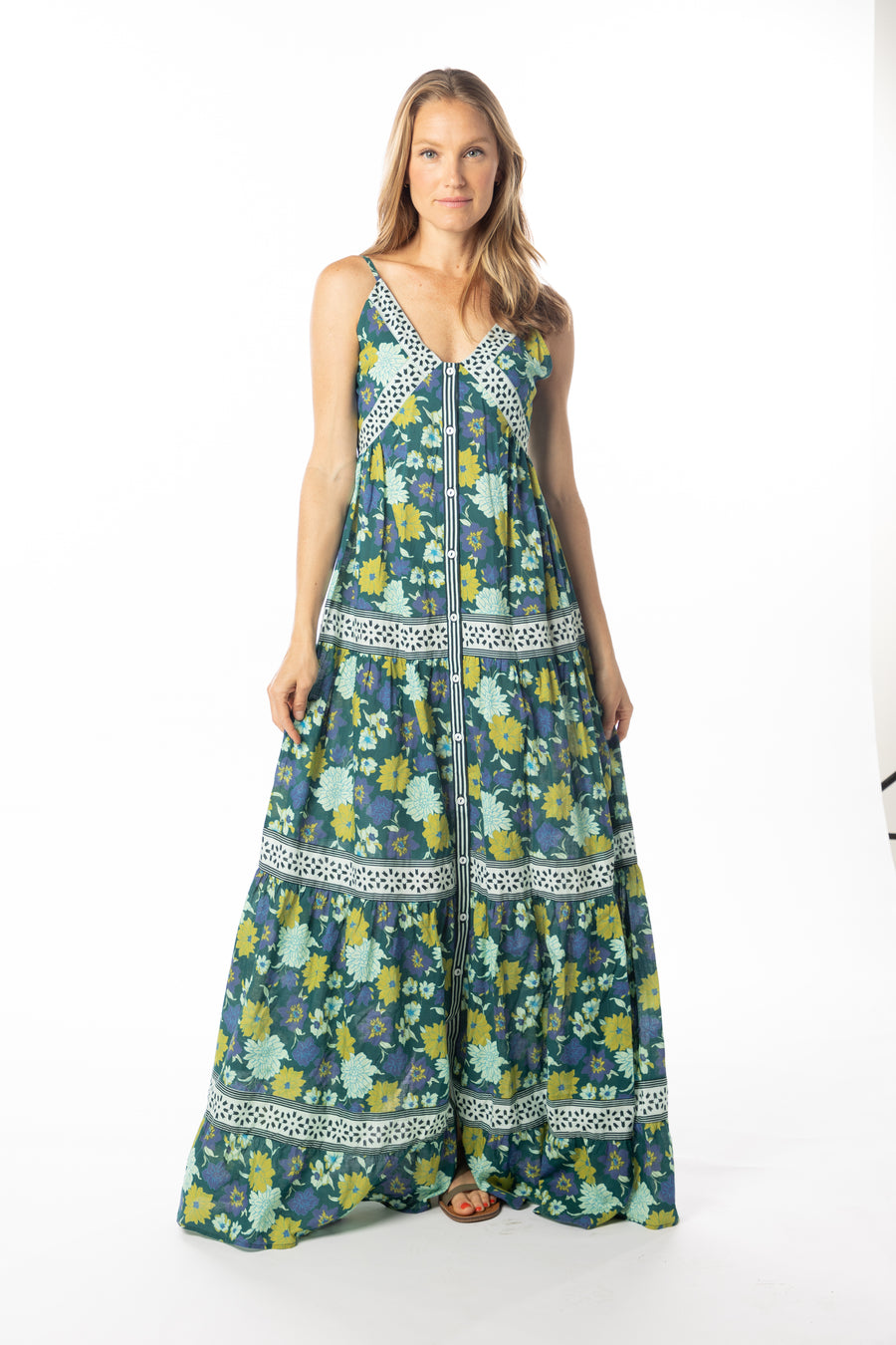 Cecillia Dress | Teal Floral Print | Spring 25 | Bindu Clothing
